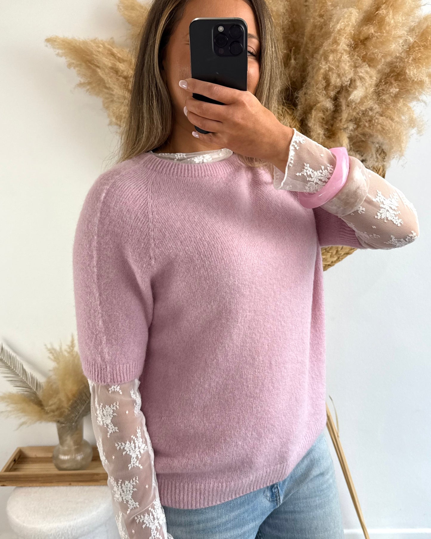 Pull Gaby en Alpaga rose