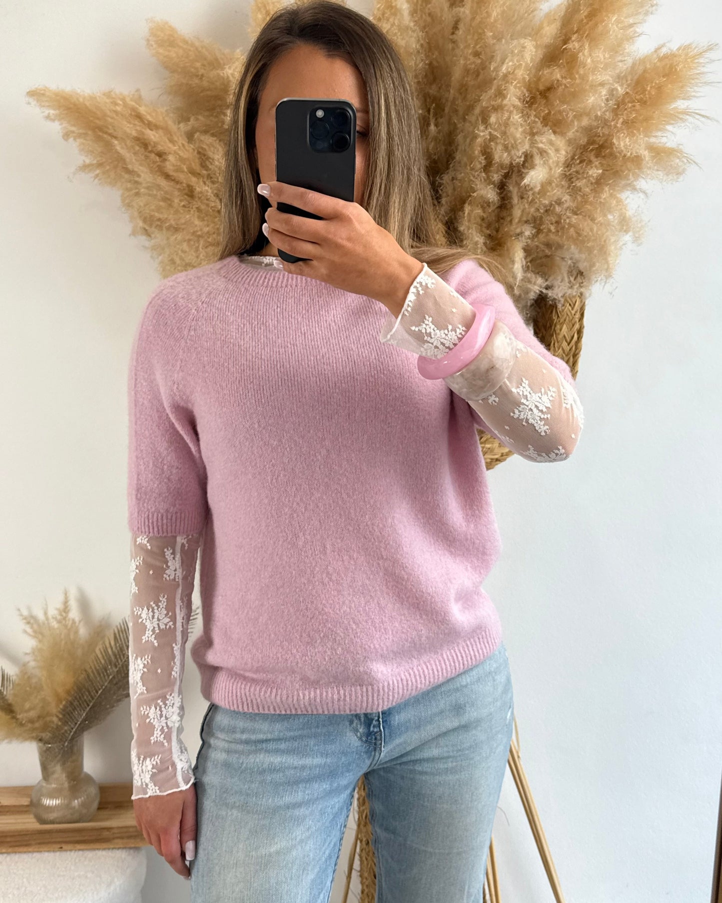 Pull Gaby en Alpaga rose