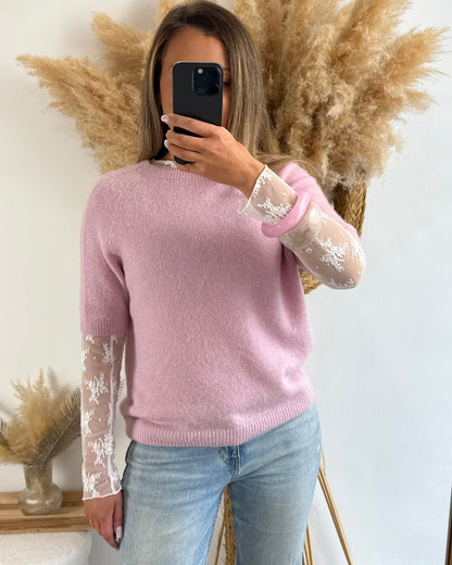 Pull Gaby en Alpaga rose