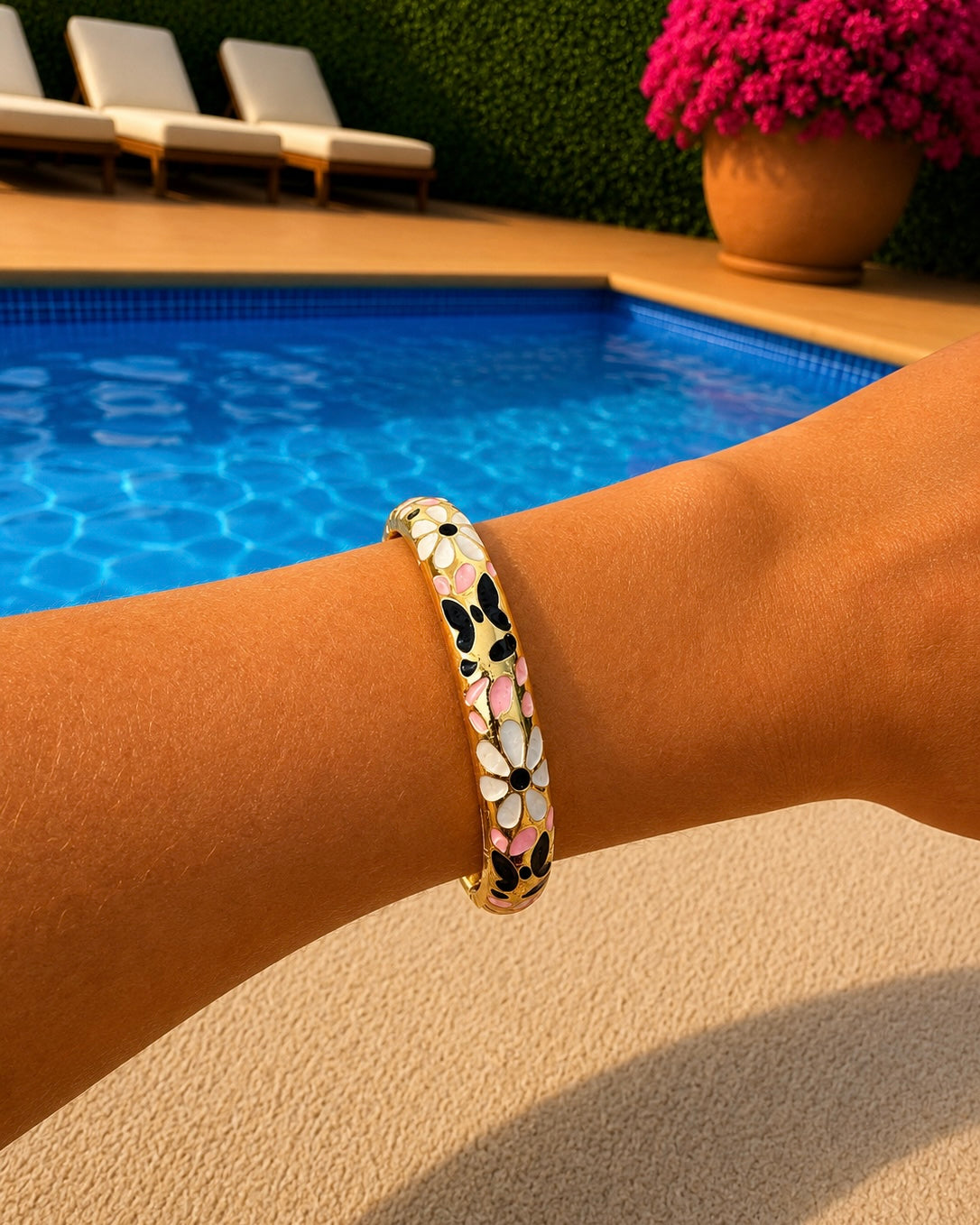 Jonc thaïlandais motif floral