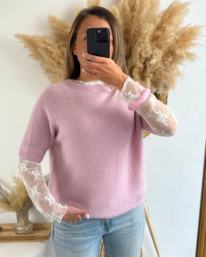 Pull Gaby en Alpaga rose