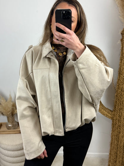 Veste suédine beige/taupe
