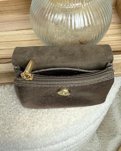 Porte monnaie en cuir bronze