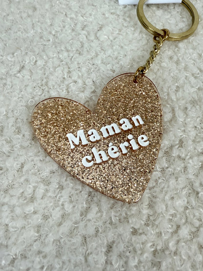 Porte-clés "Maman chérie" doré
