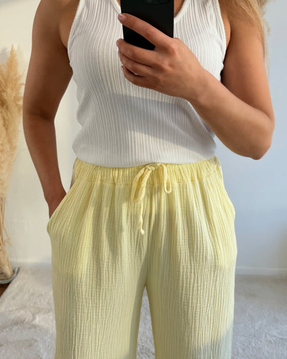 Pantalon gaze de coton - Jaune