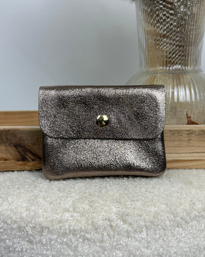 Porte monnaie en cuir bronze
