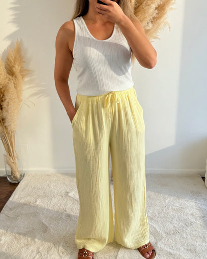 Pantalon gaze de coton - Jaune
