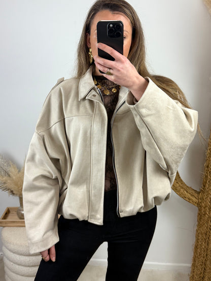 Veste suédine beige/taupe