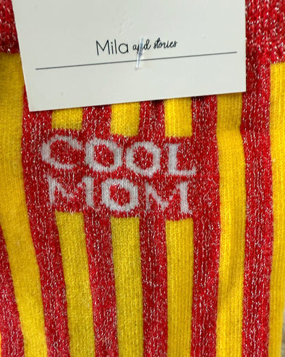 Chaussettes "cool mom" rouge rayure jaune