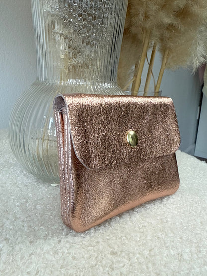 Porte monnaie en cuir rose gold