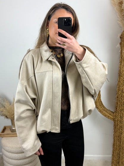 Veste suédine beige/taupe