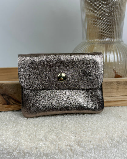 Porte monnaie en cuir bronze