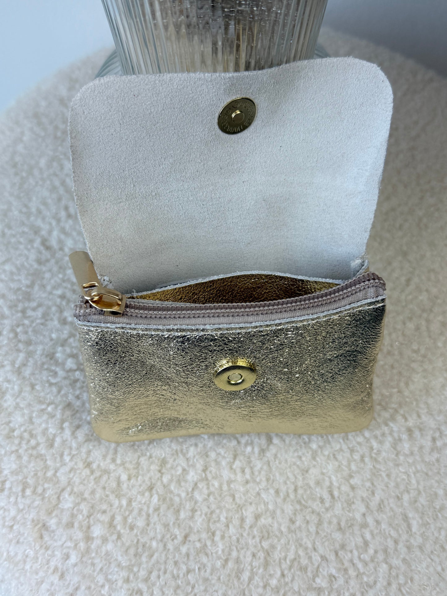 Porte monnaie en cuir or
