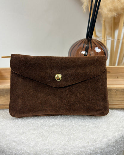 Porte monnaie daim marron