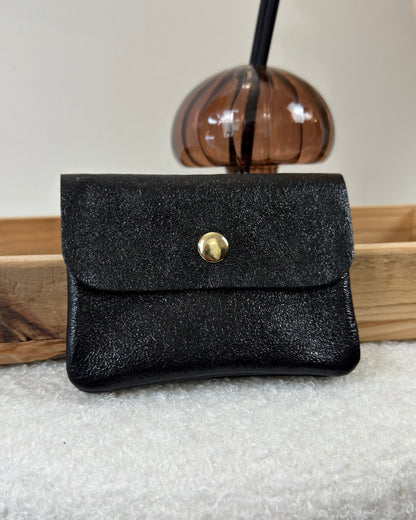 Porte monnaie en cuir noir