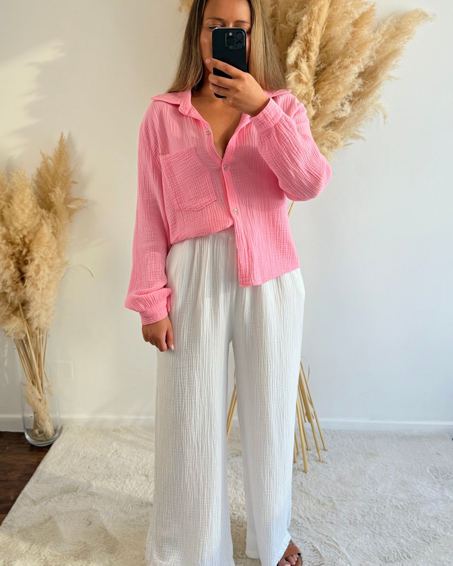 Pantalon gaze de coton - Blanc