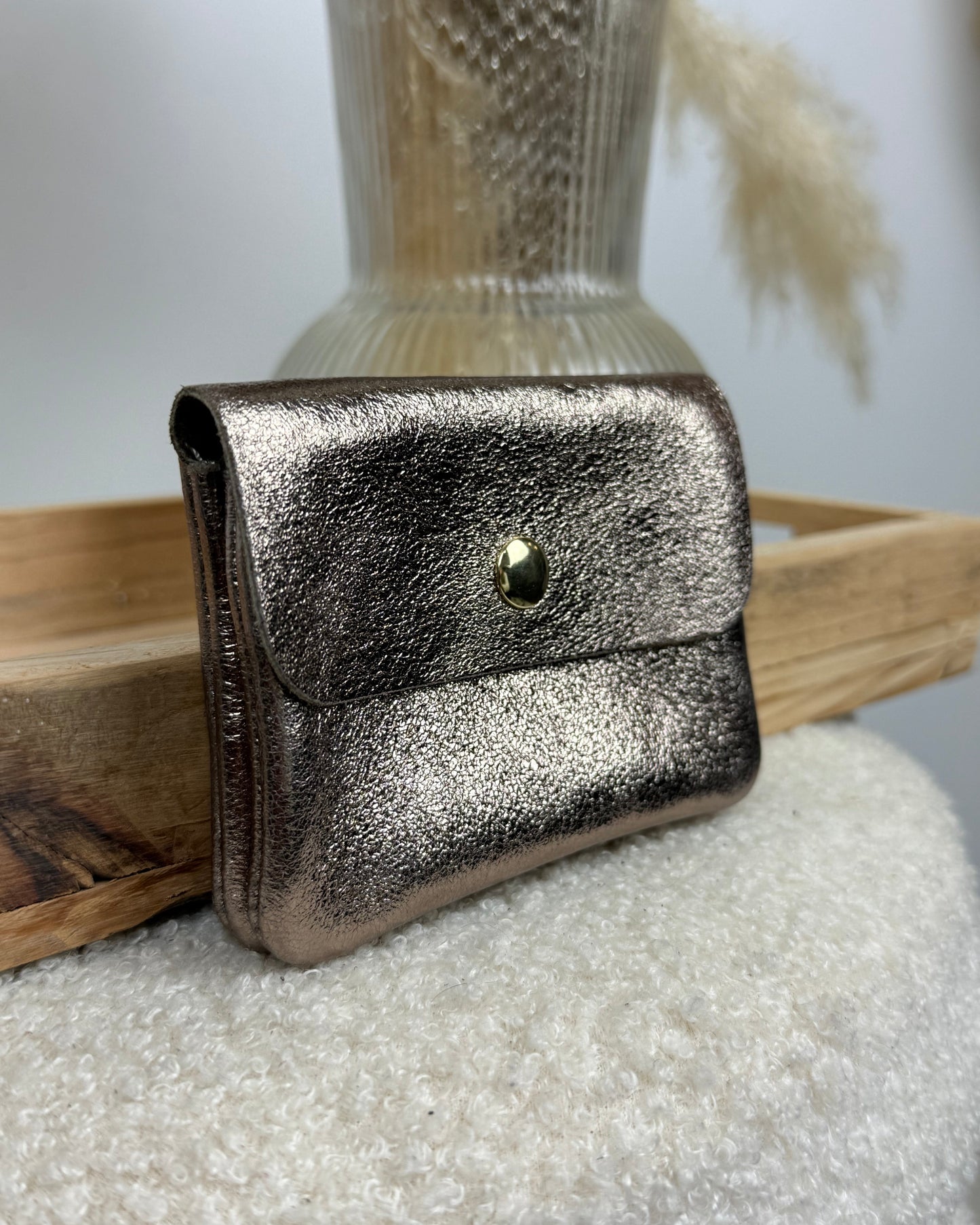 Porte monnaie en cuir bronze