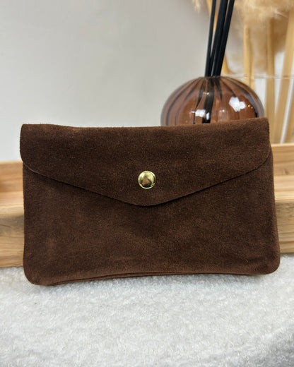 Porte monnaie daim marron