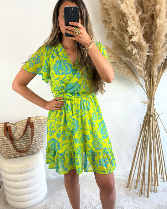 Robe Livia Fleurie Vert