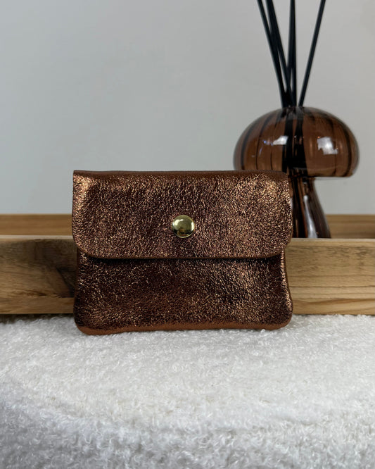 Porte monnaie en cuir camel