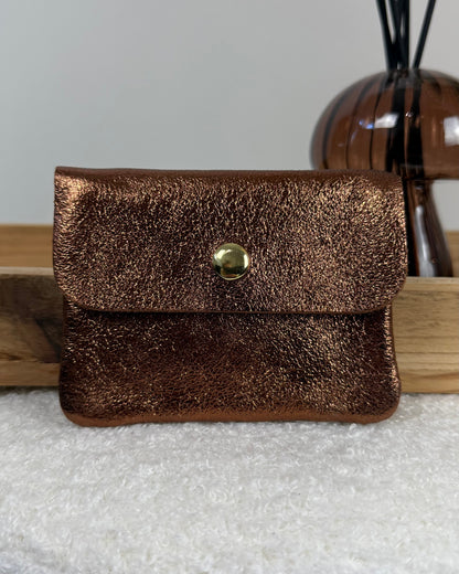 Porte monnaie en cuir camel