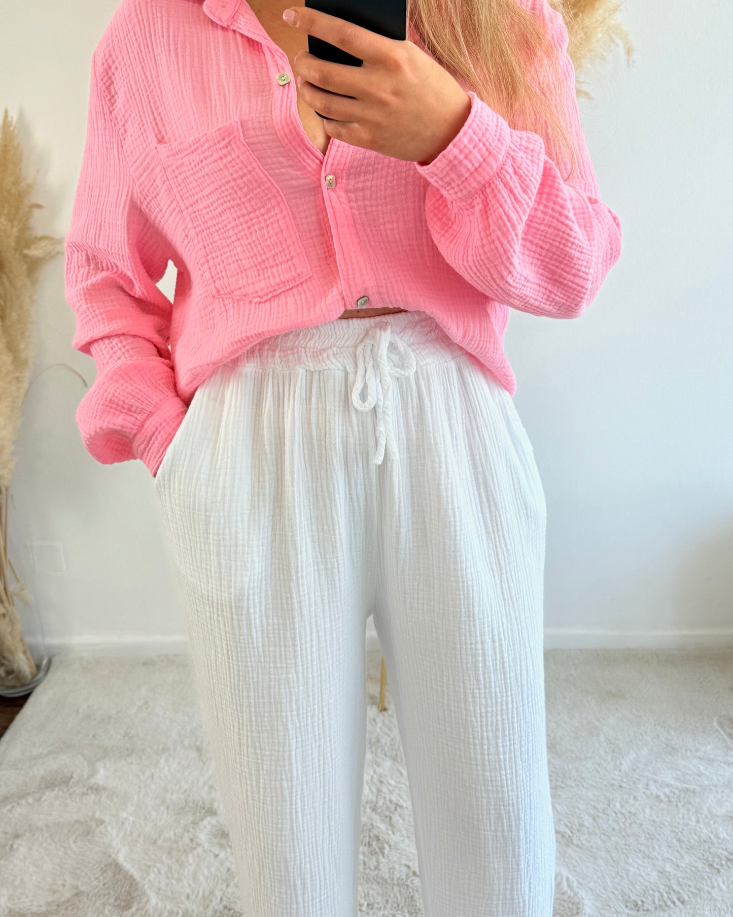 Pantalon gaze de coton - Blanc